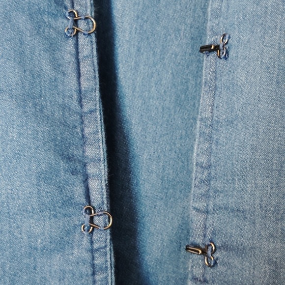 INC International Concepts  Denim Jacket Blazer Military Style Gold Button - Picture 12 of 14